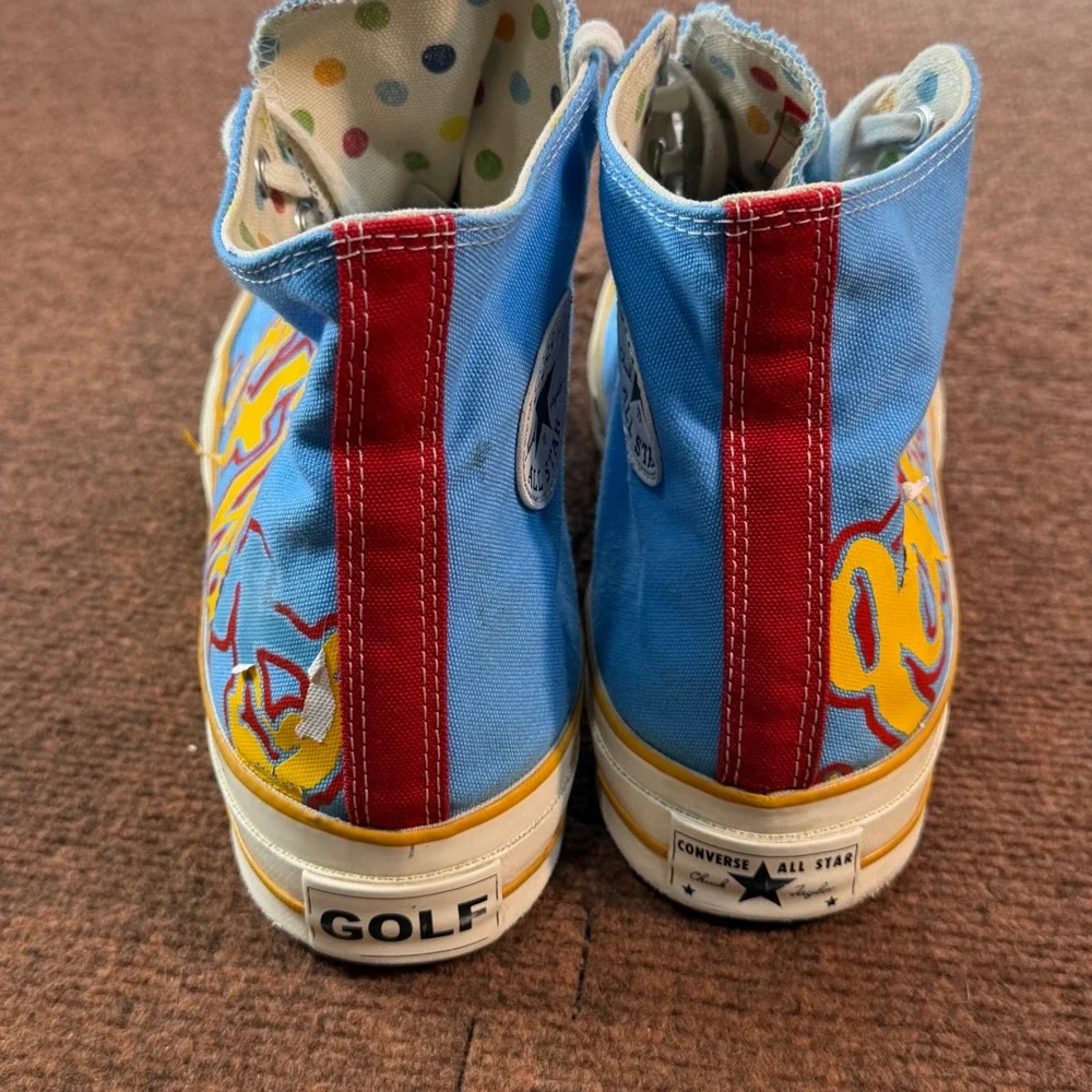 B- Converse Chuck 70 Hi Golf Wang By You Blue Yellow Red Mens 12 A04325C Sneaker